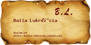 Balla Lukrécia névjegykártya